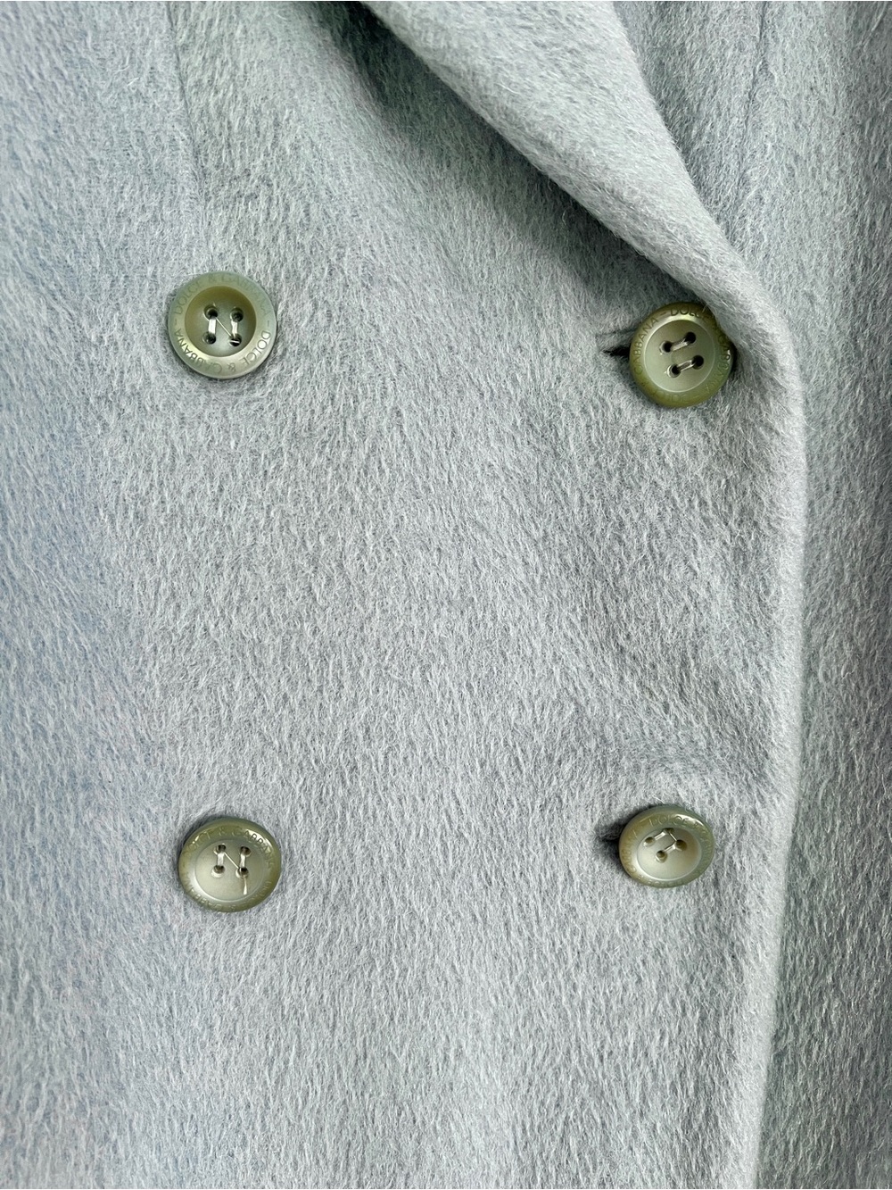 Vintage DOLCE & GABBANA F/W 1996 Mohair Double Breasted Car Coat in Baby Blue - Picture 8 of 13